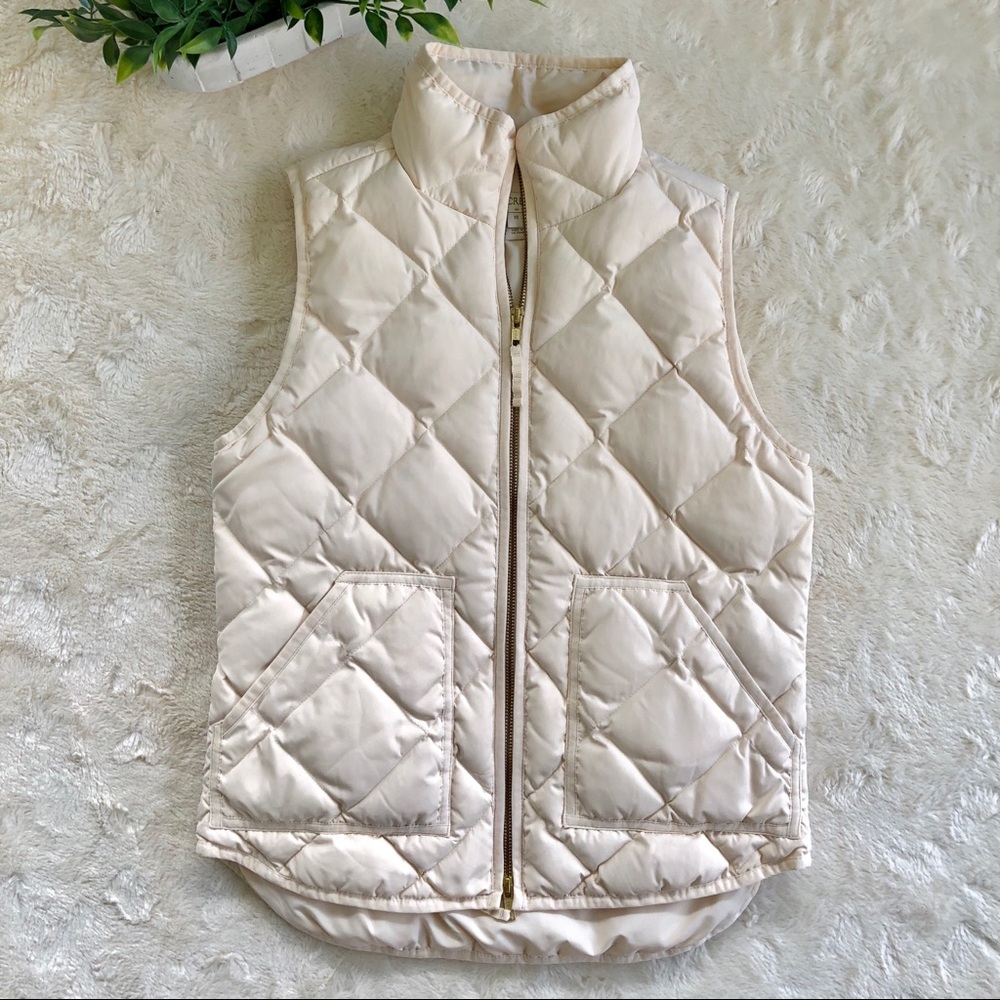 J crew quilted puffer vest cream k4209 ex-small